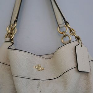 Off White Full Leather Coach Shoulder Bag